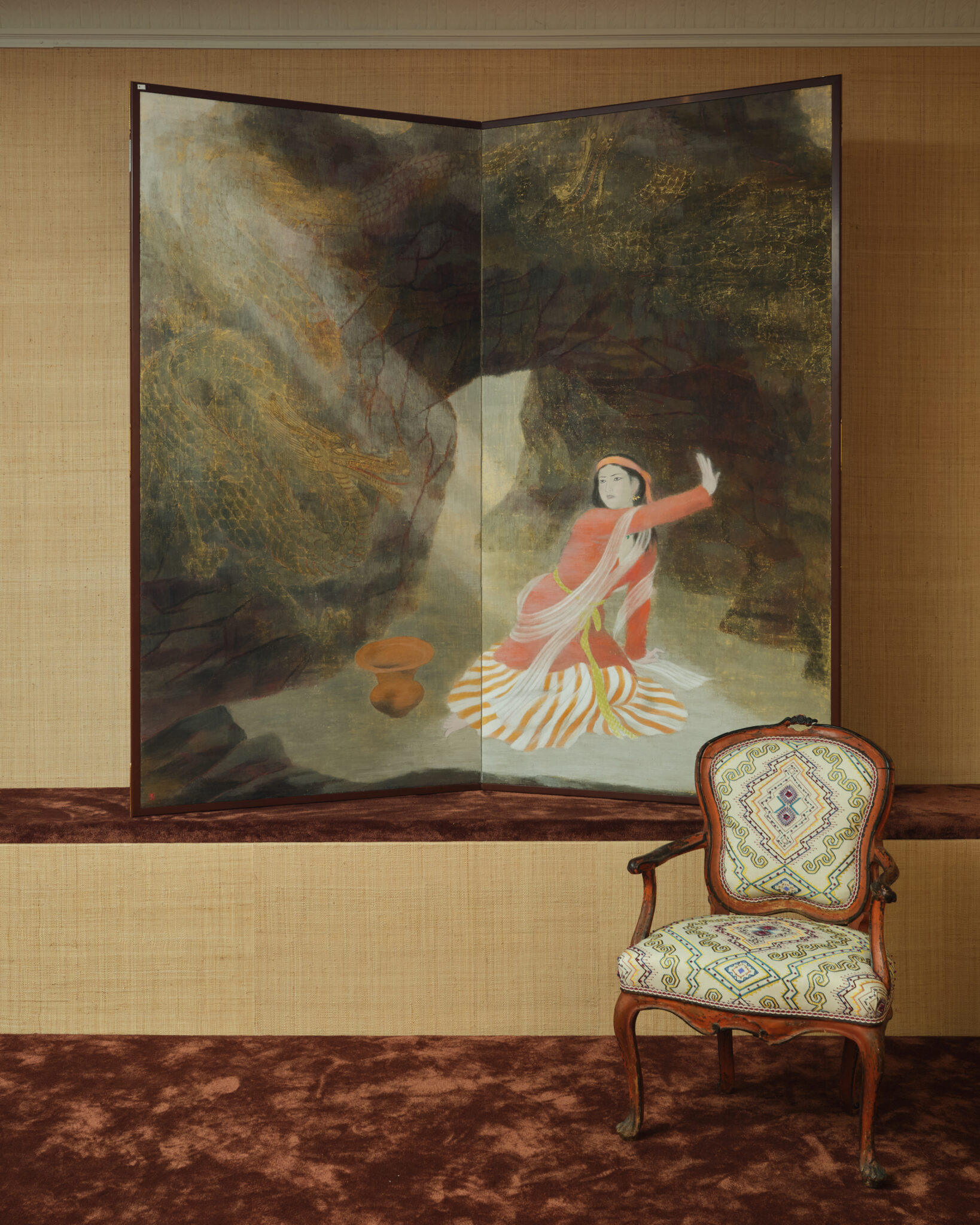 Japanese Two-Panel Screen: Kushinada-hime and Yamata no Orochi