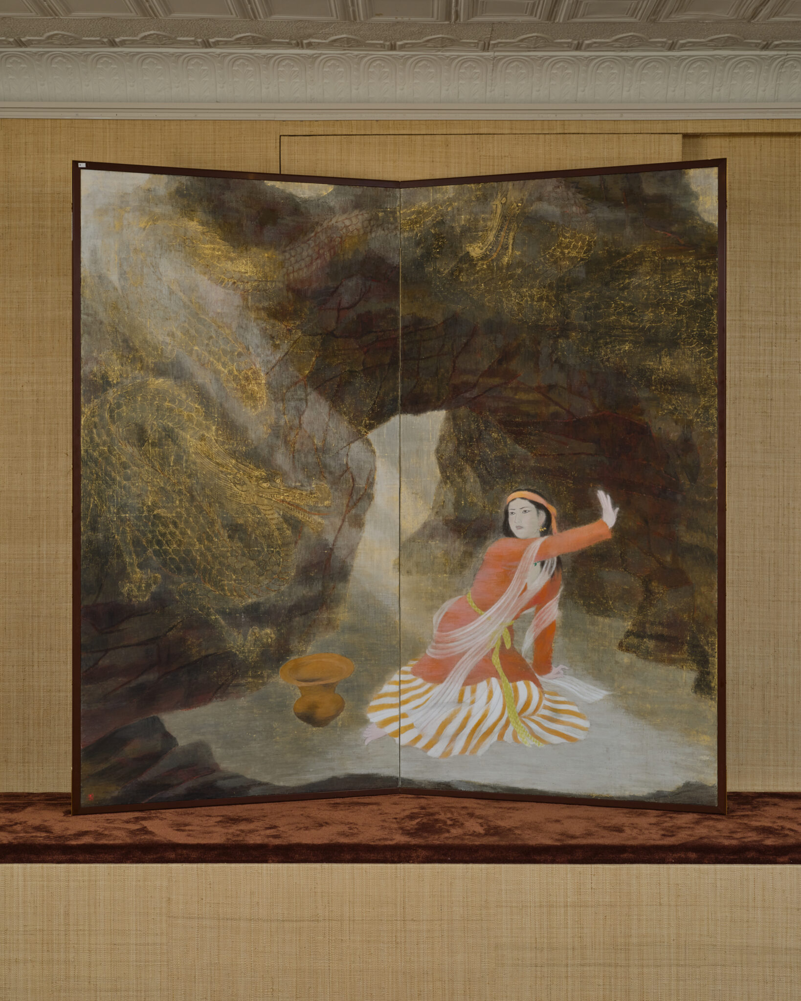 Japanese Two-Panel Screen: Kushinada-hime and Yamata no Orochi