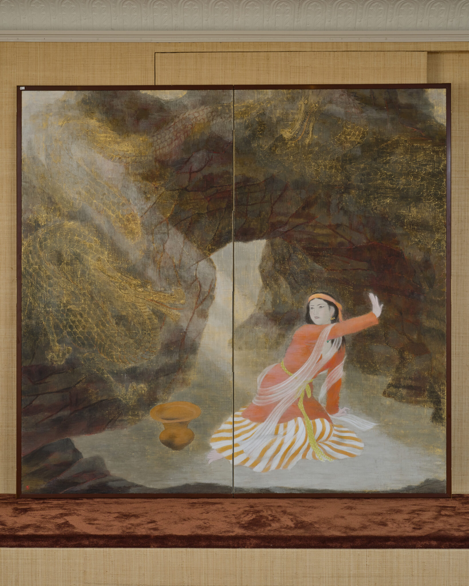Japanese Two-Panel Screen: Kushinada-hime and Yamata no Orochi