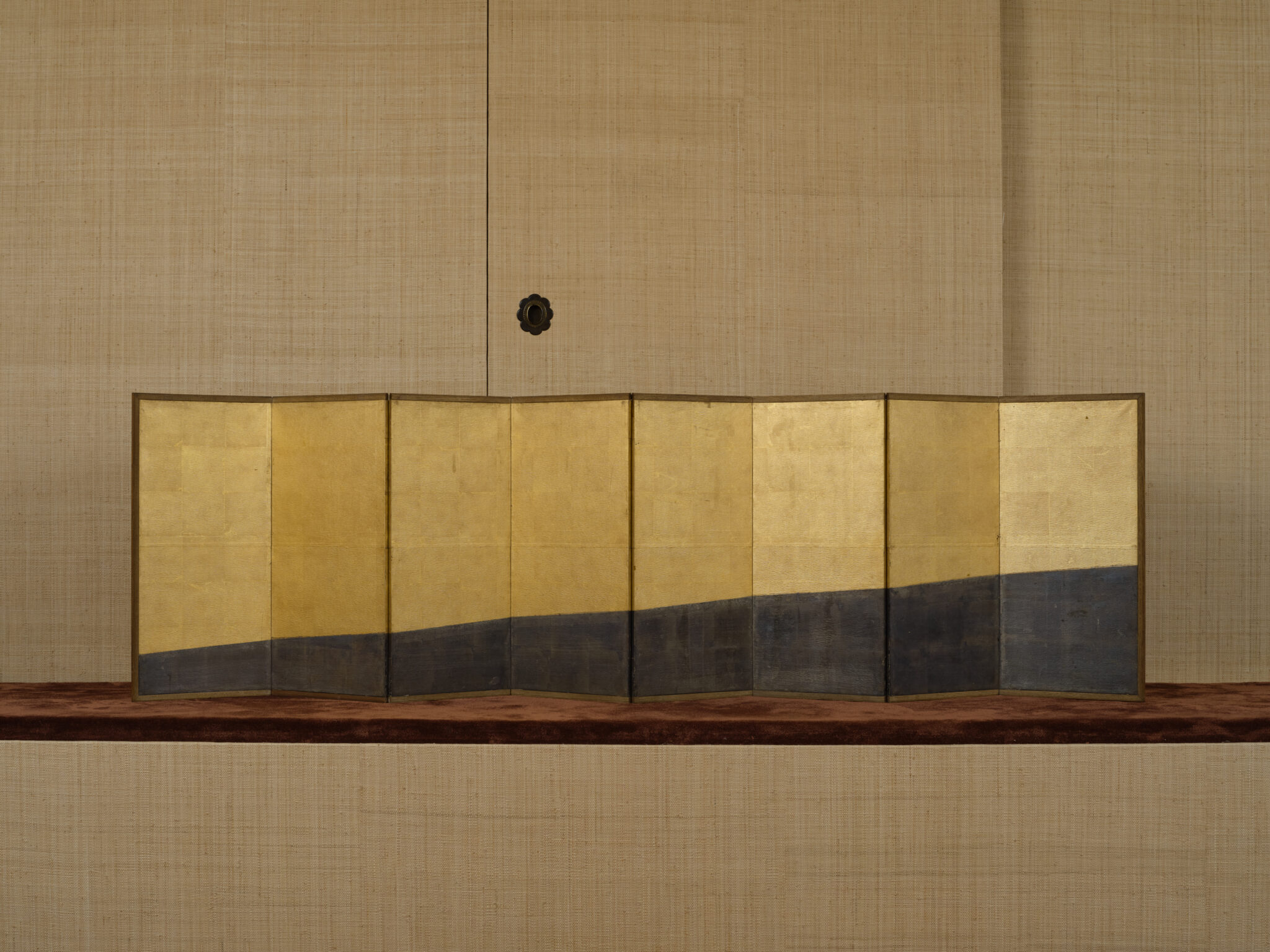 Japanese Eight-Panel Screen: Gold and Silver Minimalist Composition