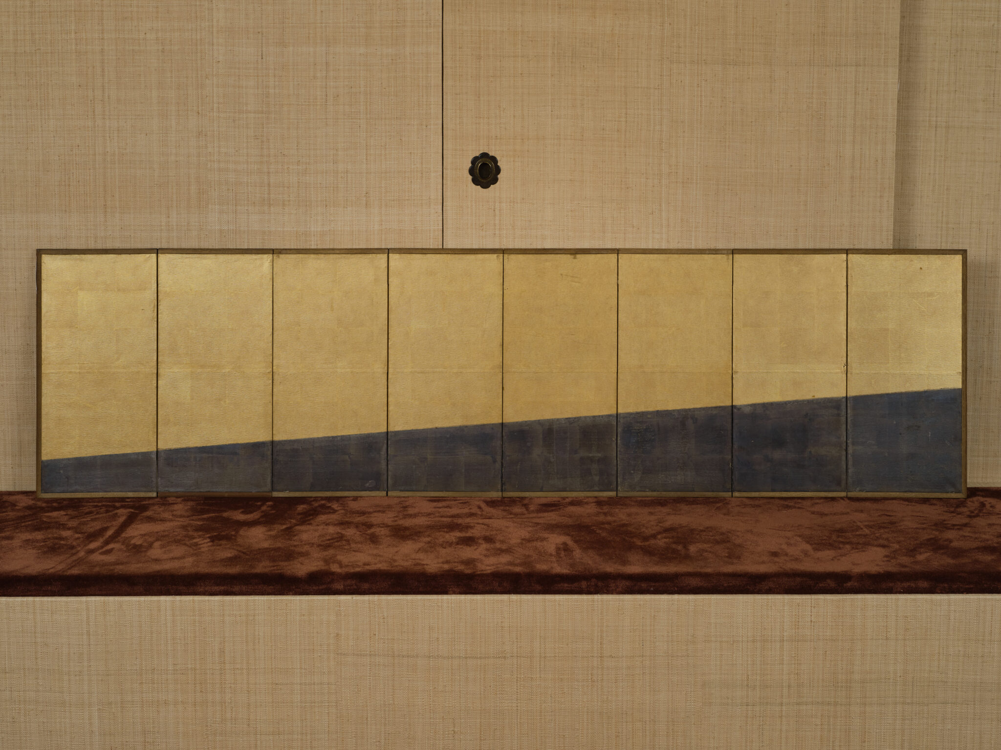 Japanese Eight-Panel Screen: Gold and Silver Minimalist Composition