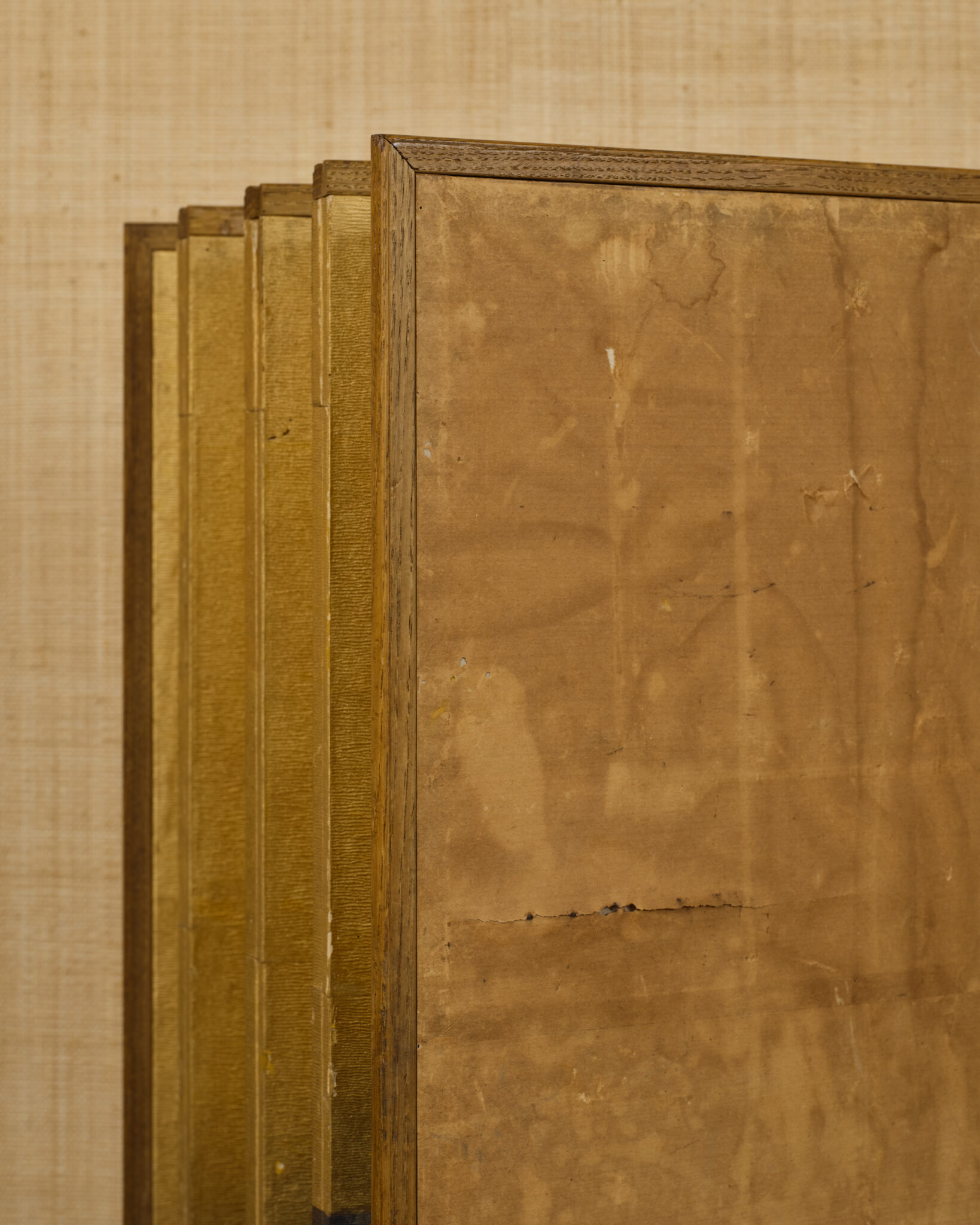 Japanese Eight-Panel Screen: Gold and Silver Minimalist Composition