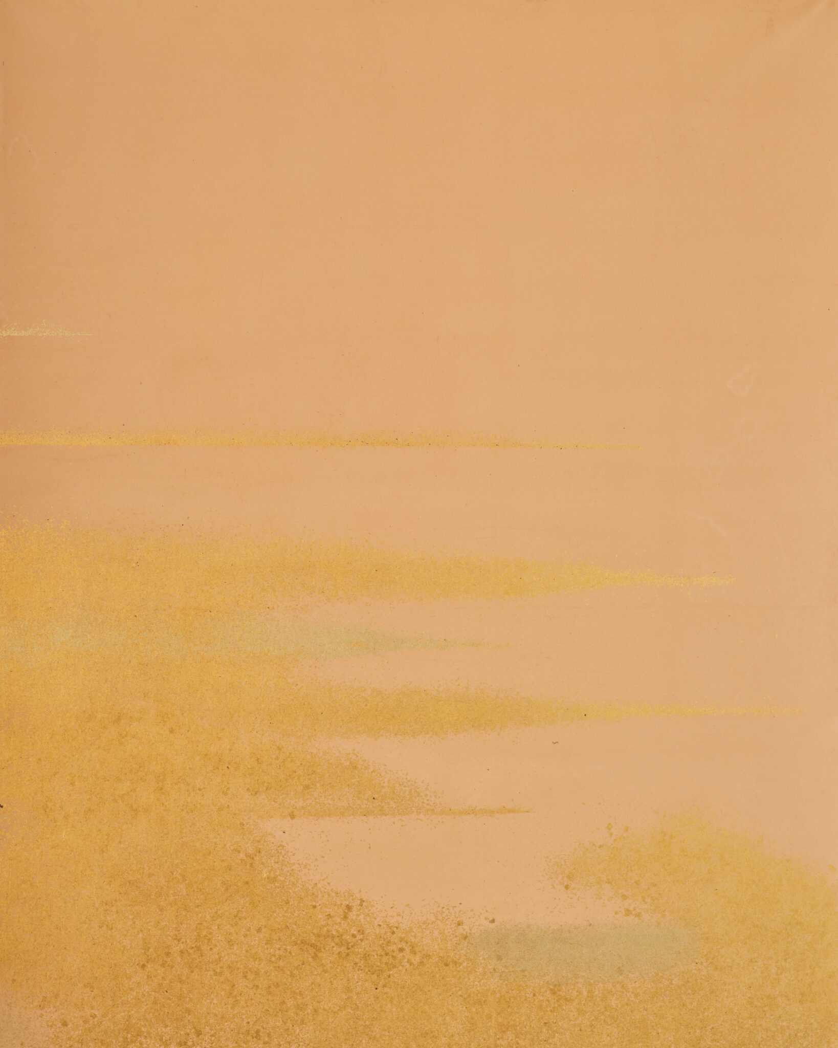 Japanese Two Panel Screen: Misty Morning Landscape on Gold