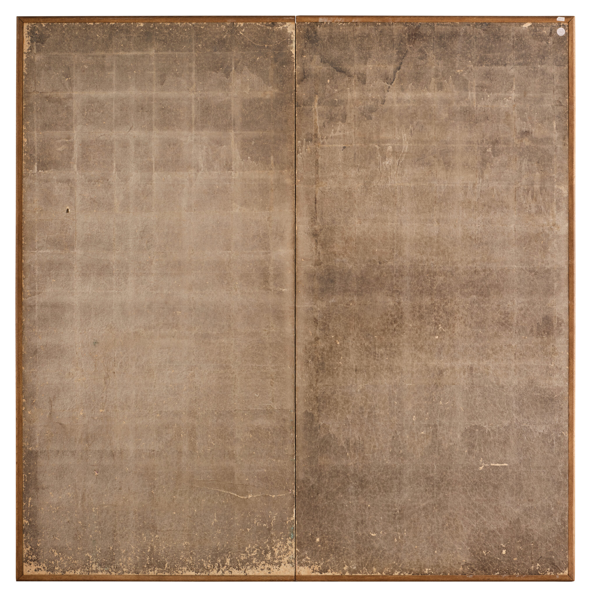 Japanese Two Panel Screen: Misty Morning Landscape on Gold