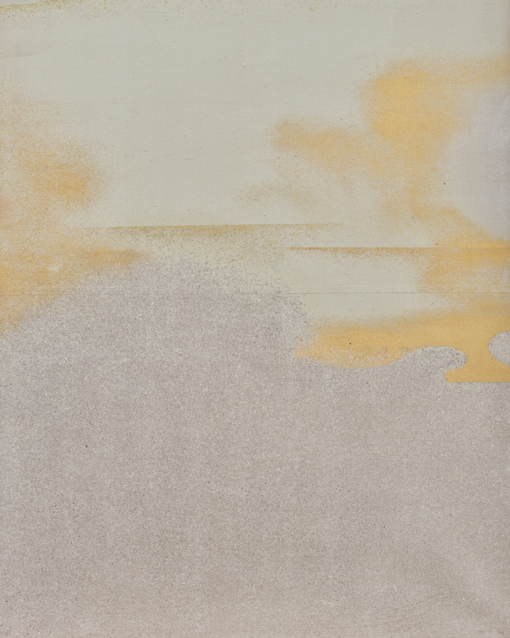 Japanese Six Panel Screen: Abstract Cloudscape on Silver Ground