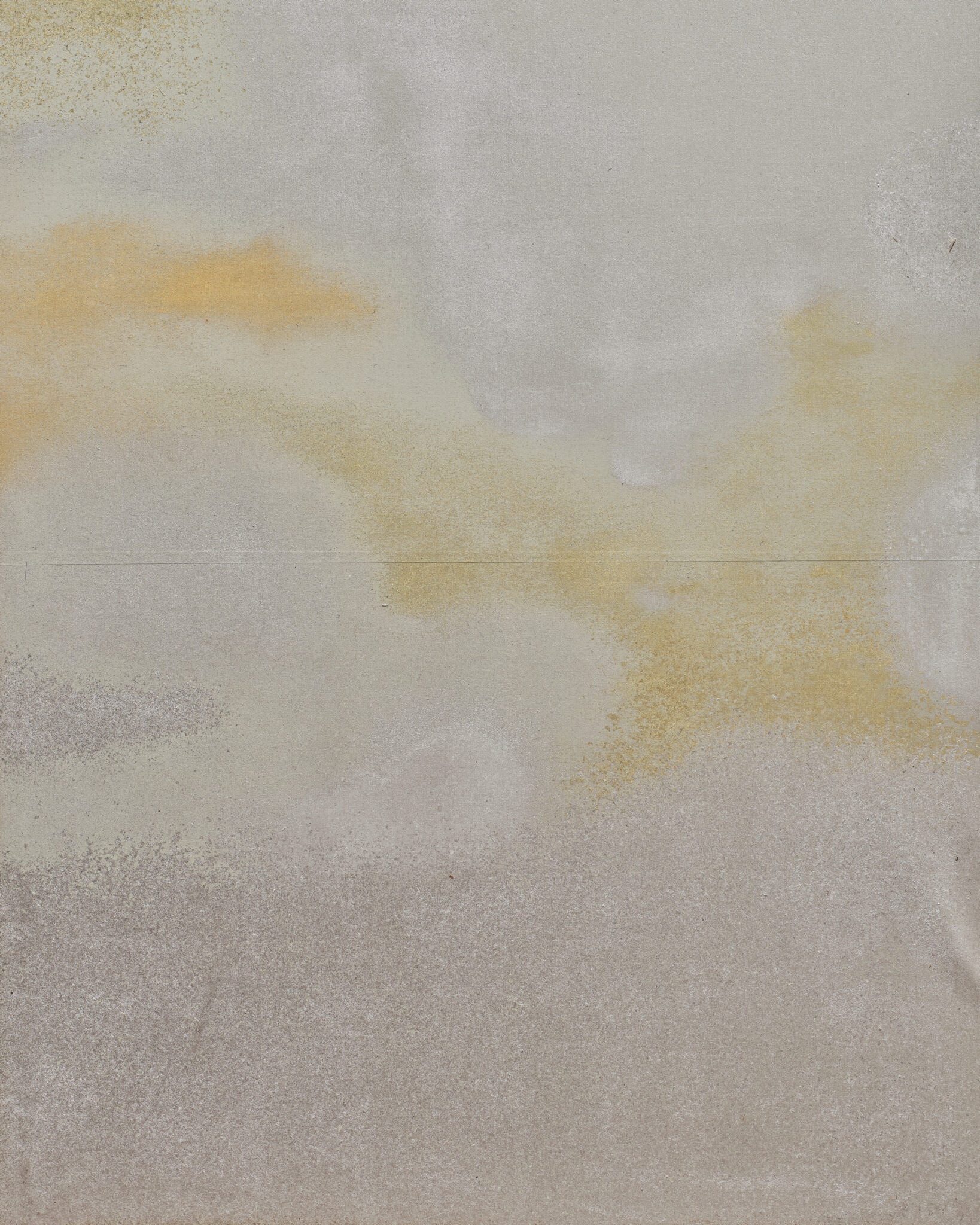 Japanese Six Panel Screen: Abstract Cloudscape on Silver Ground