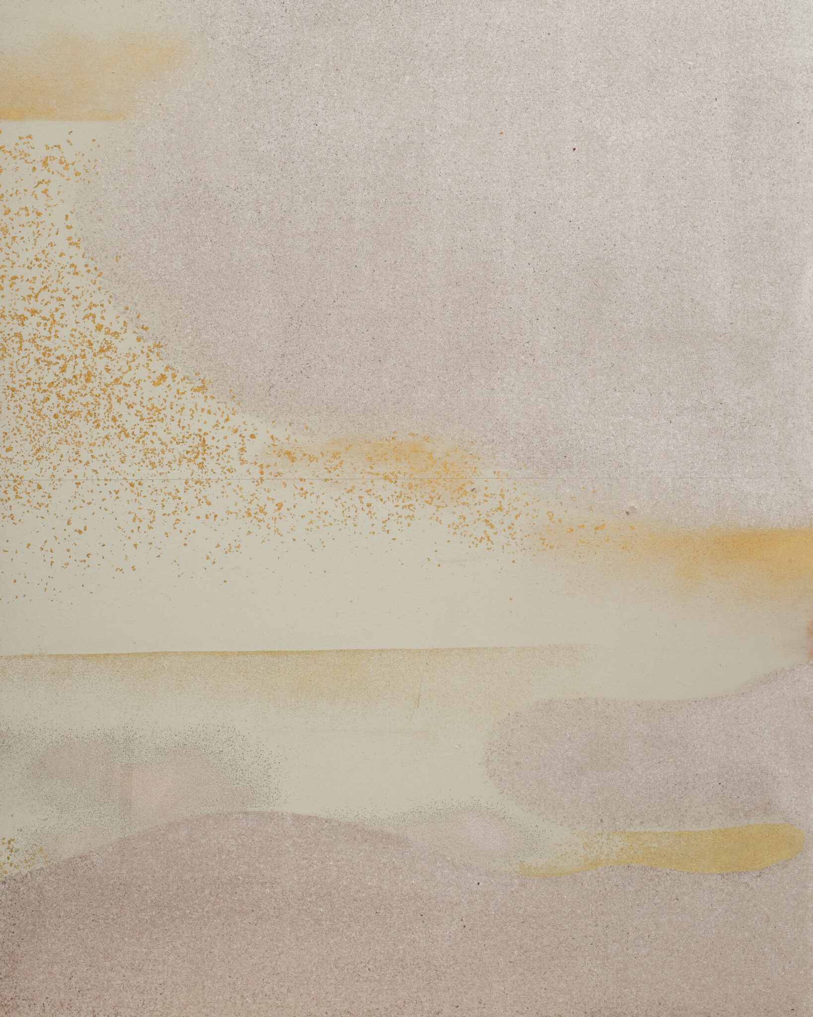 Japanese Six Panel Screen: Abstract Cloudscape on Silver Ground