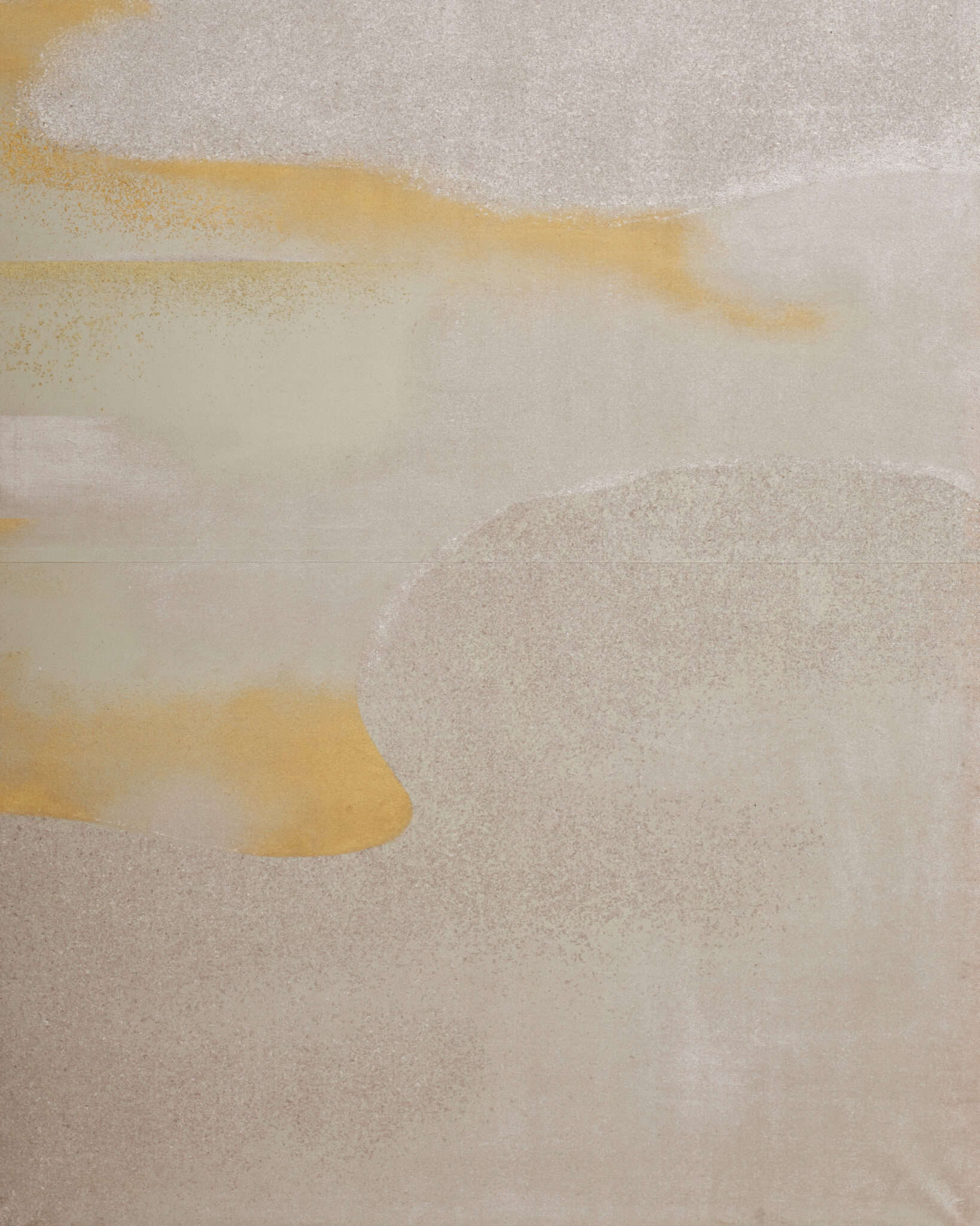 Japanese Six Panel Screen: Abstract Cloudscape on Silver Ground