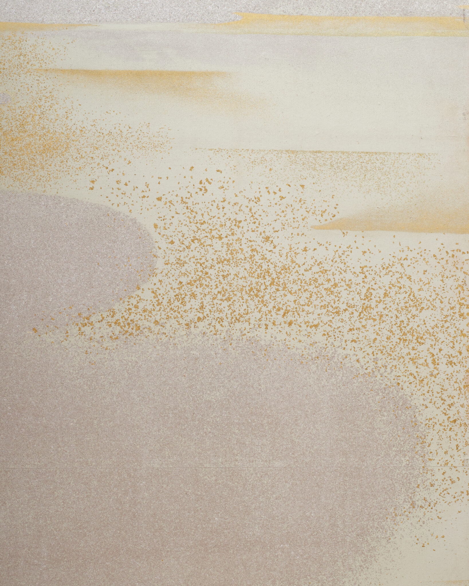 Japanese Six Panel Screen: Abstract Cloudscape on Silver Ground