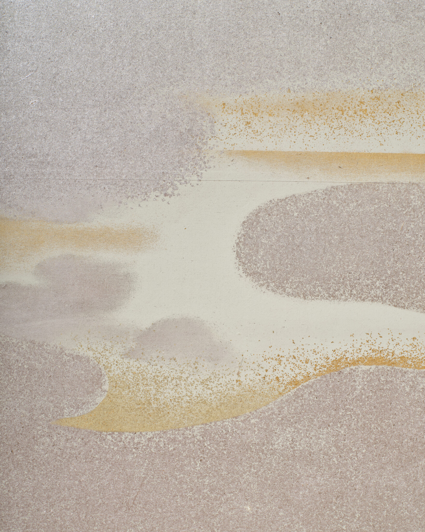 Japanese Six Panel Screen: Abstract Cloudscape on Silver Ground
