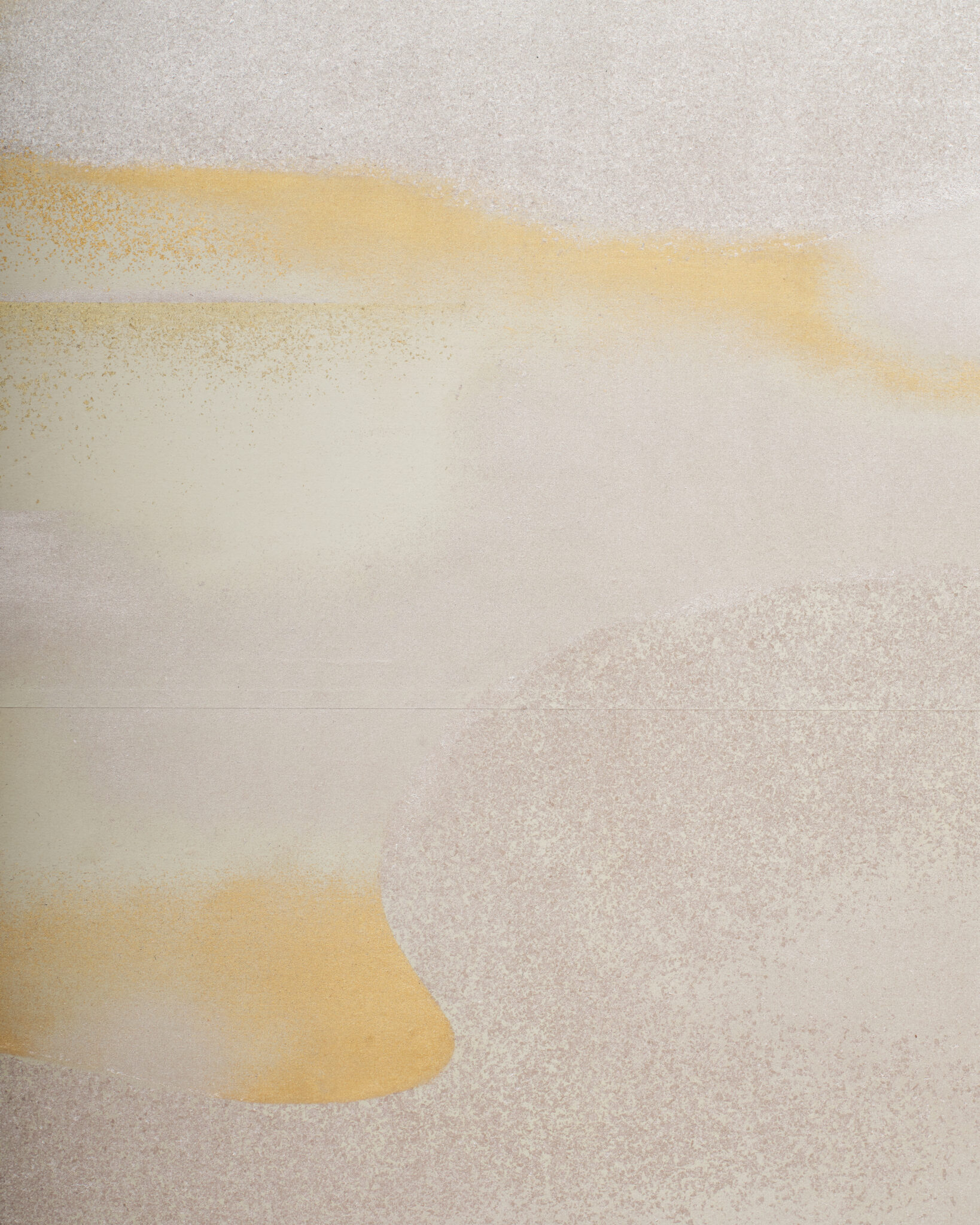 Japanese Six Panel Screen: Abstract Cloudscape on Silver Ground