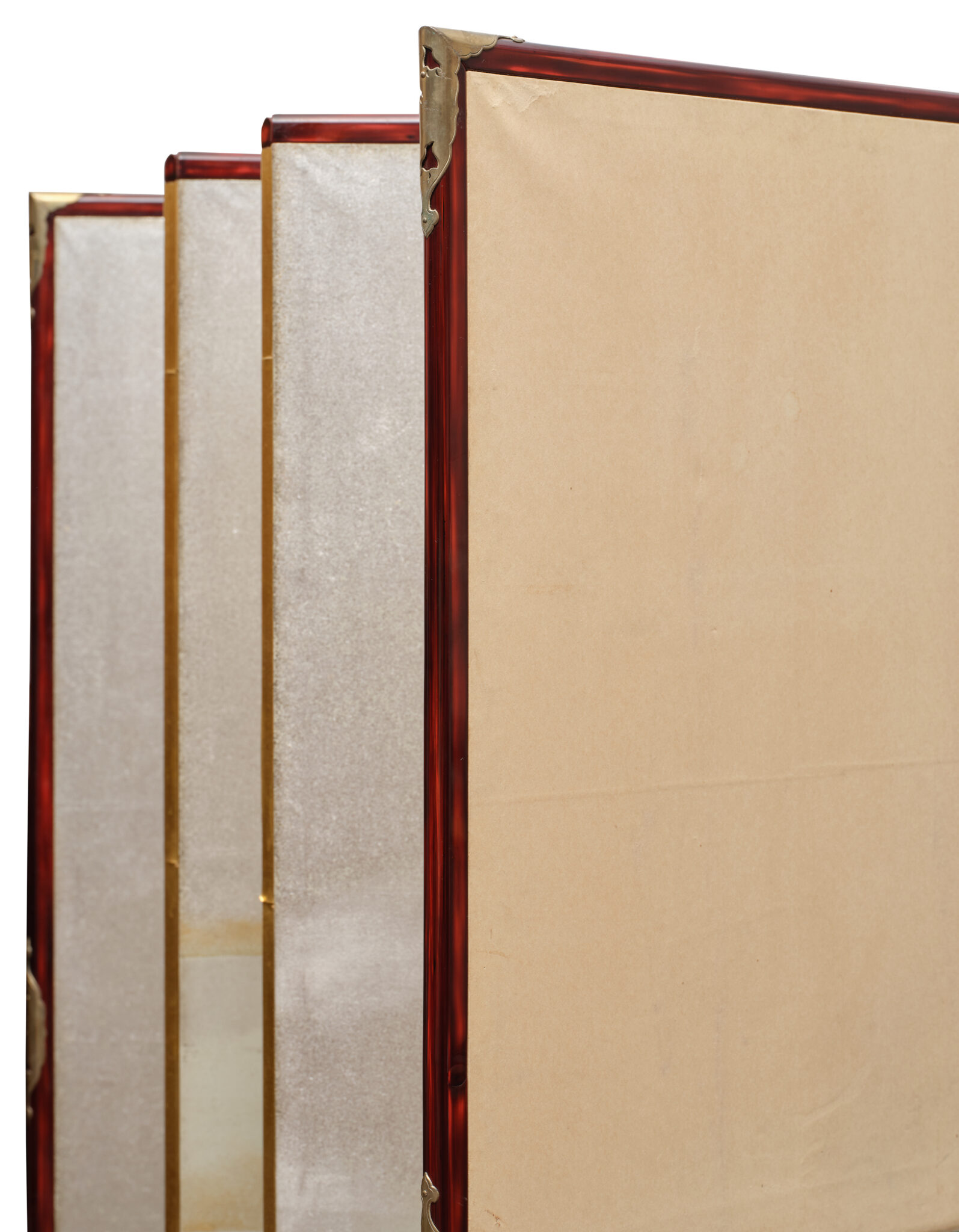 Japanese Six Panel Screen: Abstract Cloudscape on Silver Ground