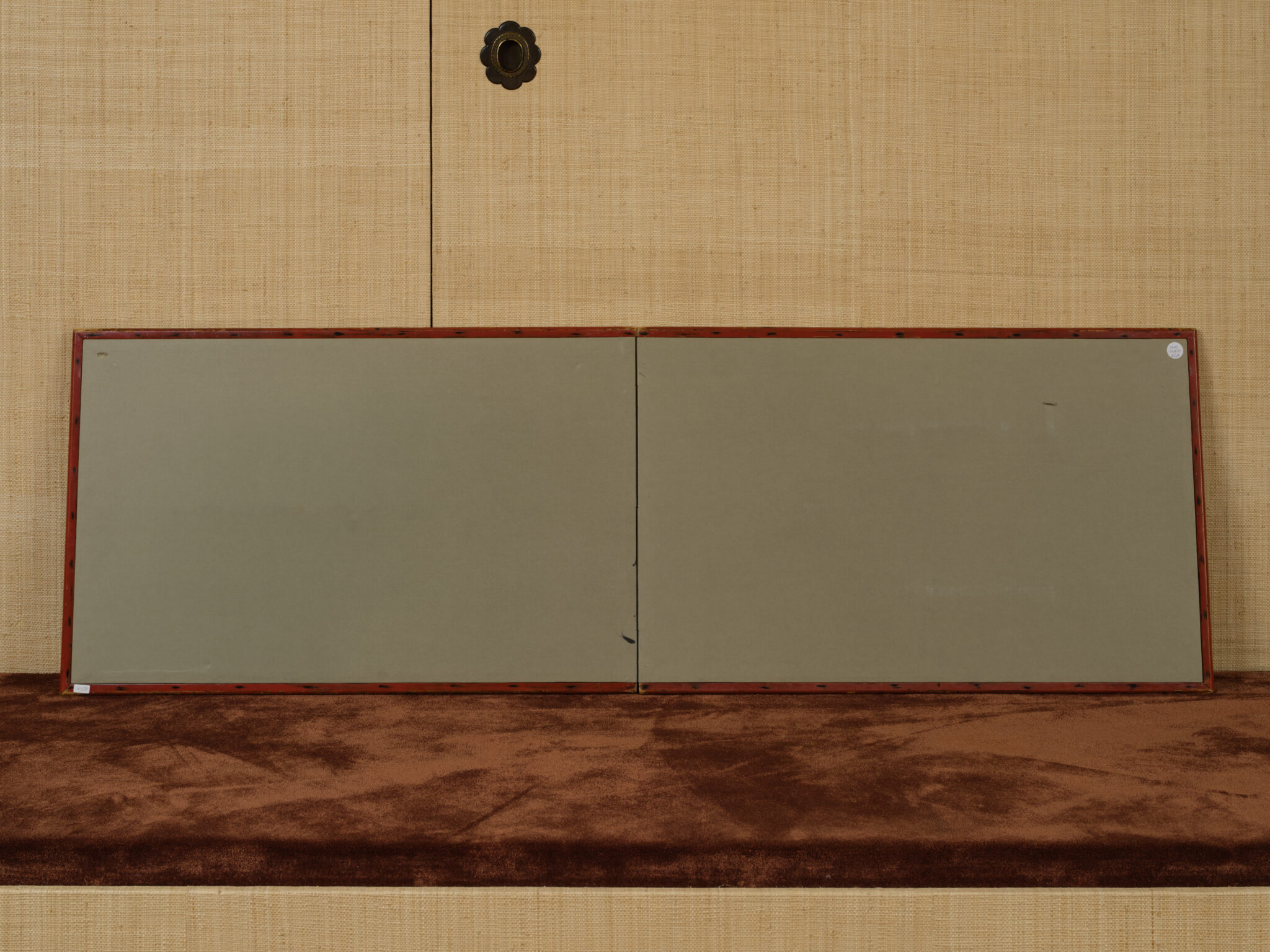 Japanese Two Panel Furosaki Screen: Kimono Fabrics on Gold Leaf