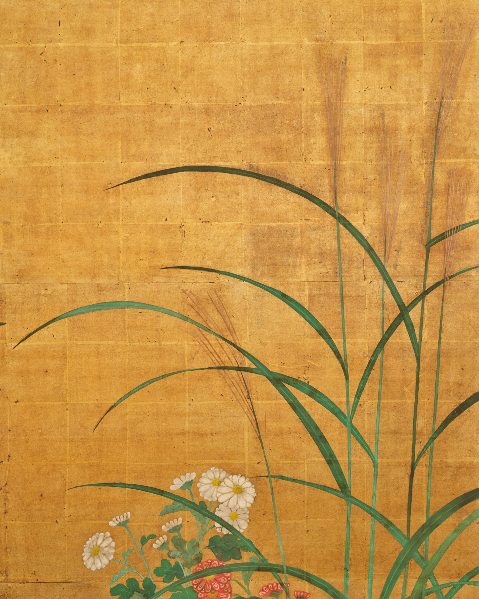 Japanese Two Panel Screen: Pheasants in Autumn Garden