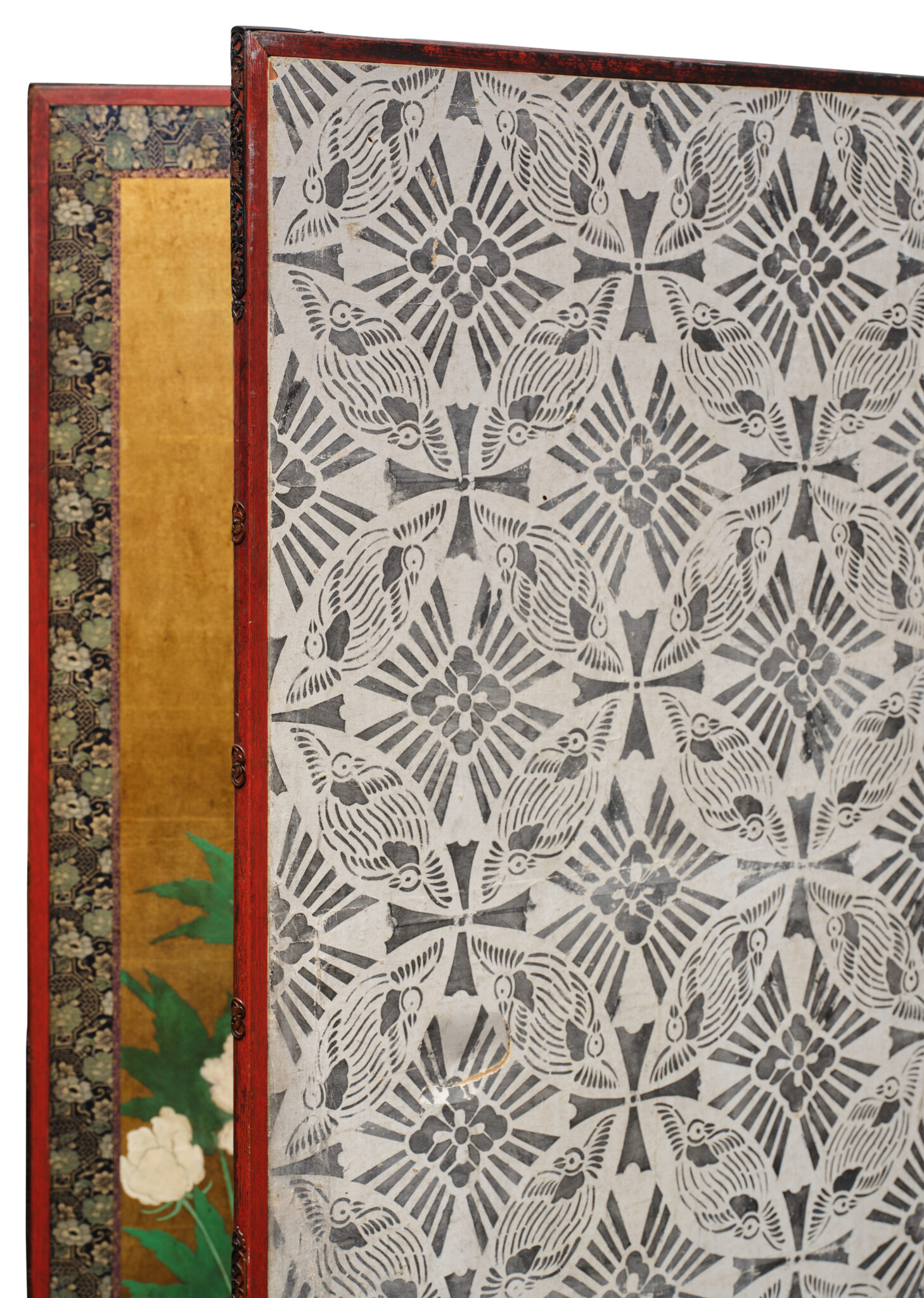 Japanese Two Panel Screen: Pheasants in Autumn Garden