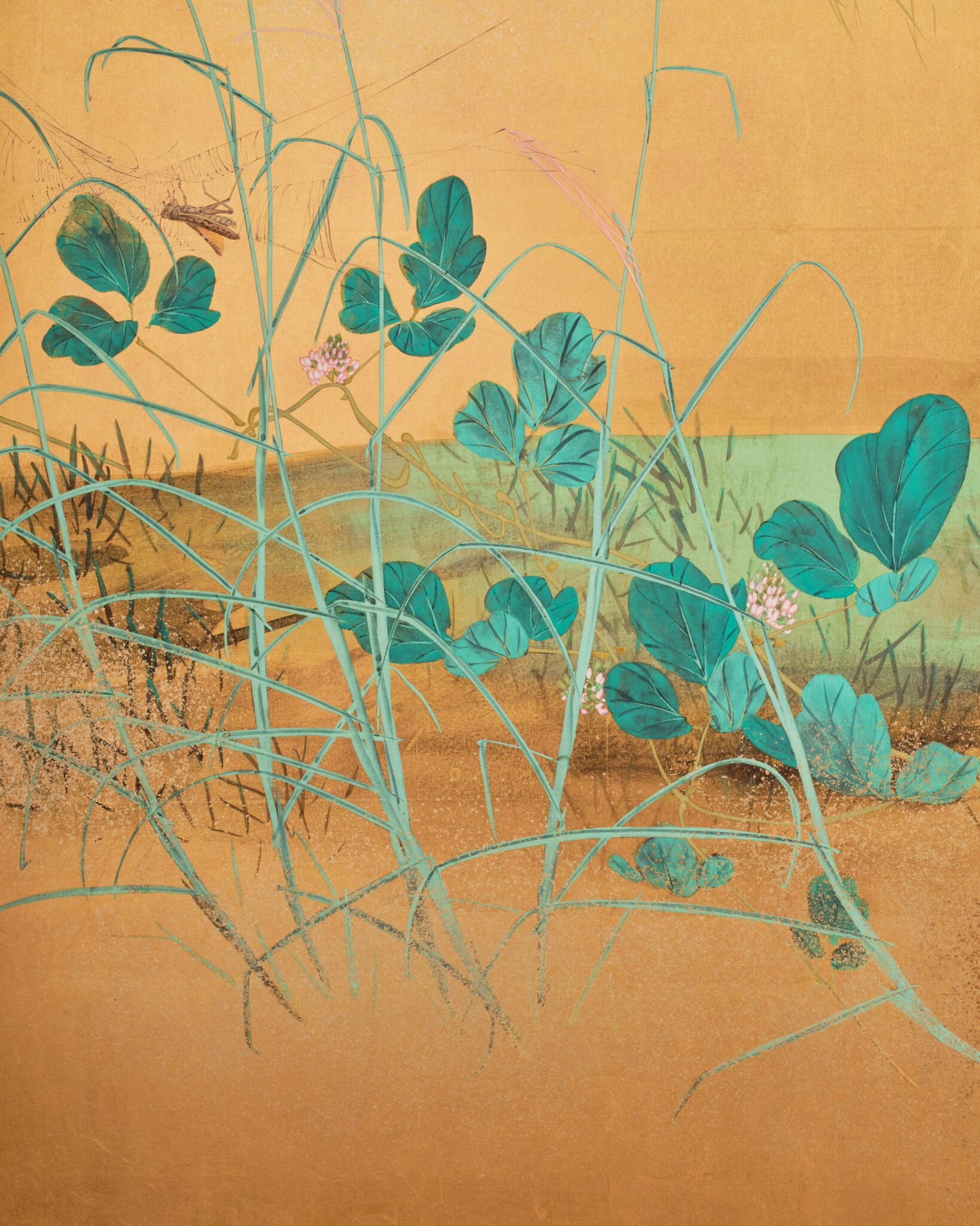 Japanese Six Panel Screen: Moon Over Autumn Grasses