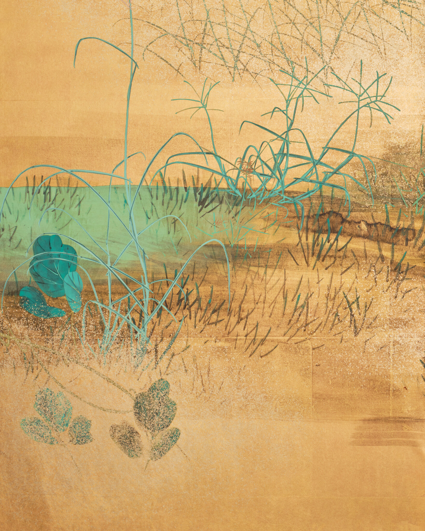 Japanese Six Panel Screen: Moon Over Autumn Grasses