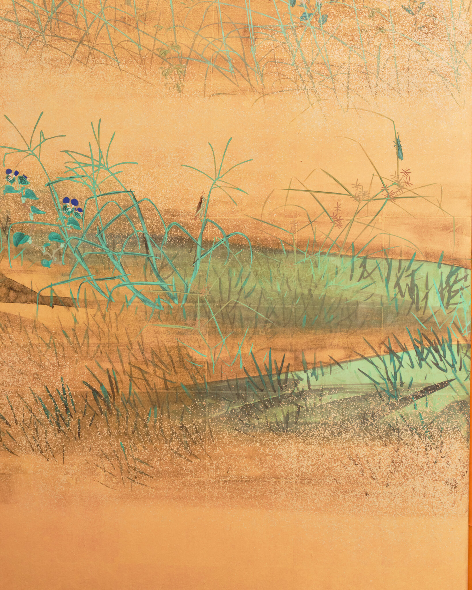 Japanese Six Panel Screen: Moon Over Autumn Grasses