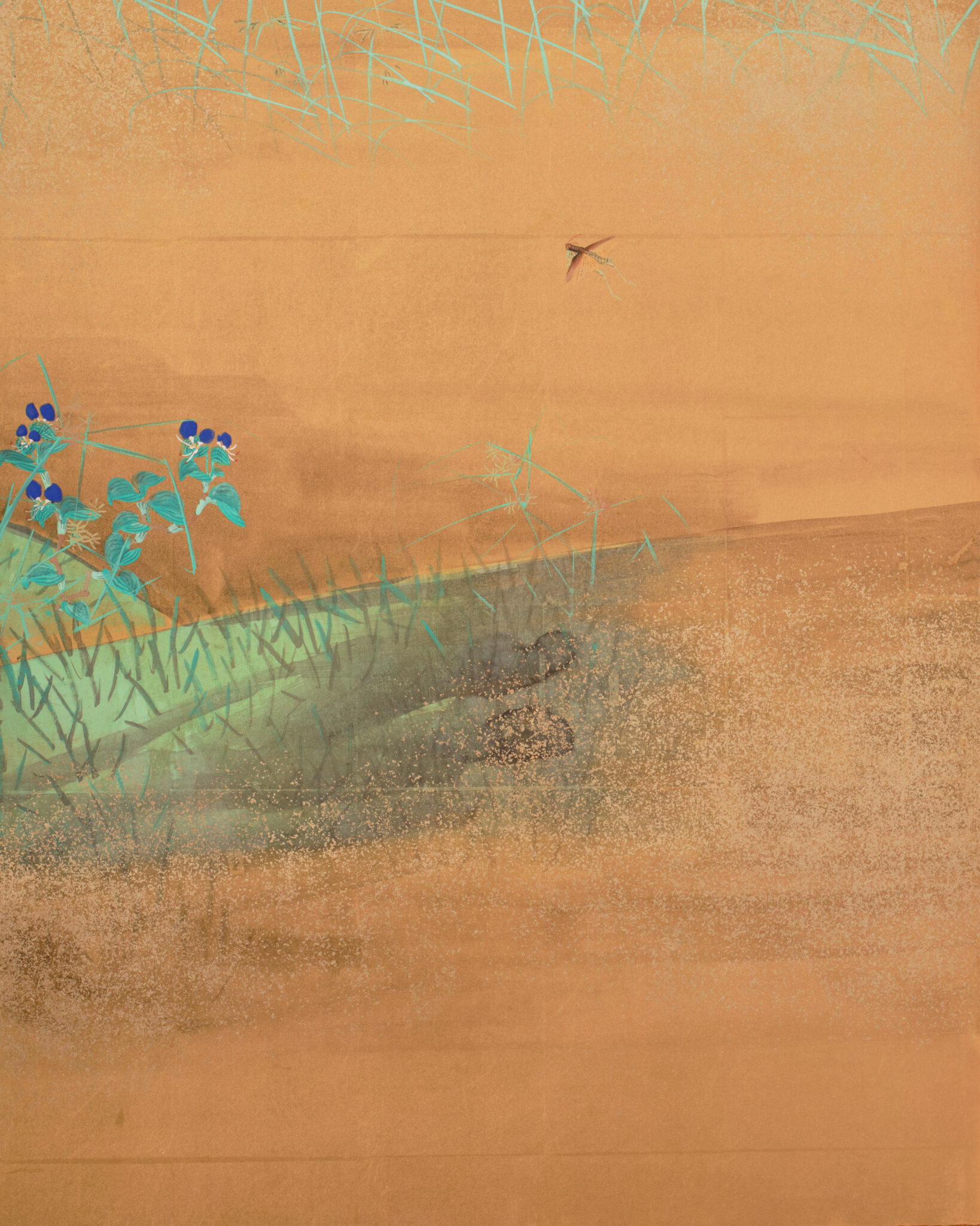 Japanese Six Panel Screen: Moon Over Autumn Grasses