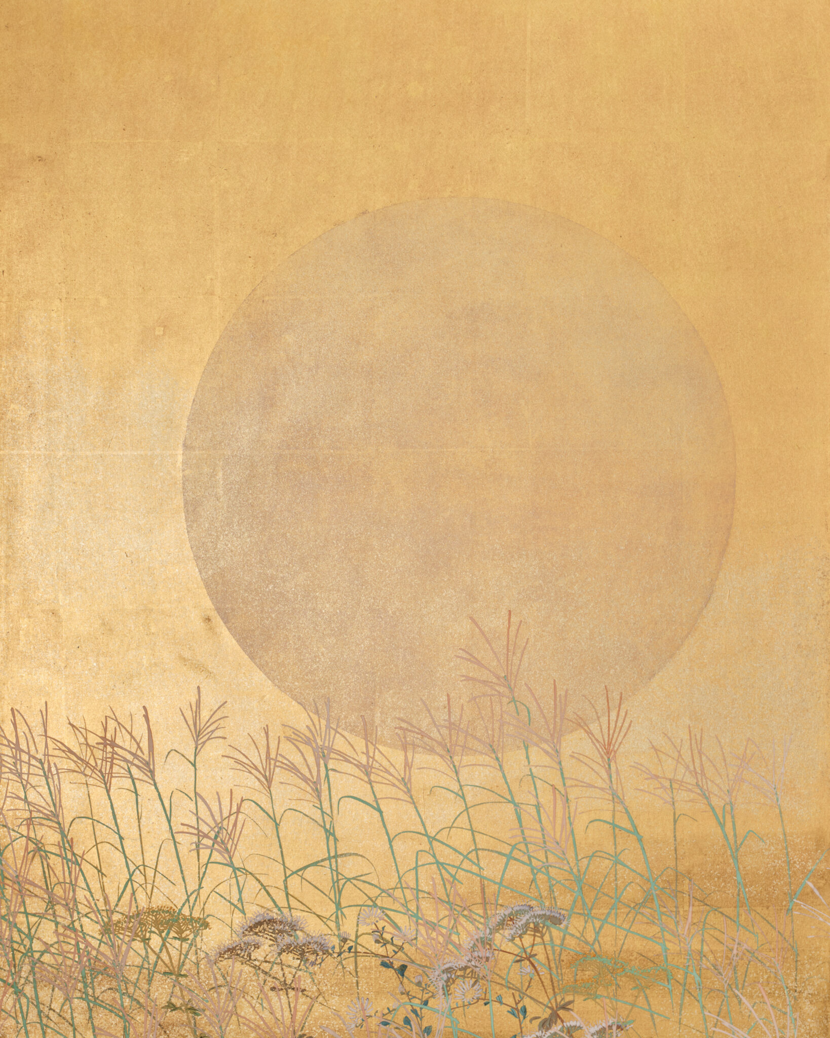 Japanese Six Panel Screen: Moon Over Autumn Grasses