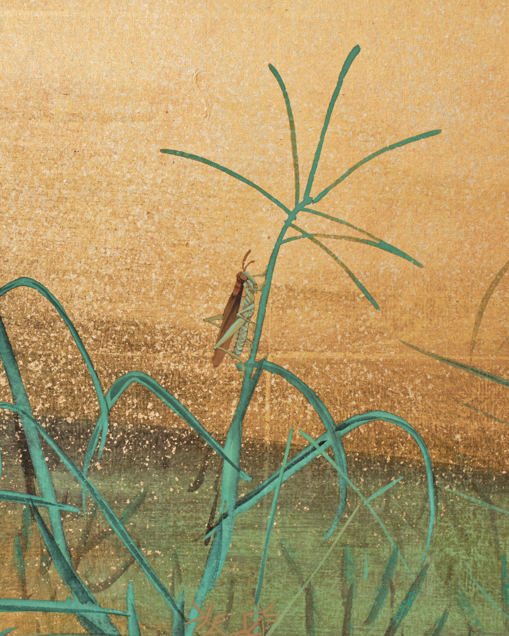 Japanese Six Panel Screen: Moon Over Autumn Grasses