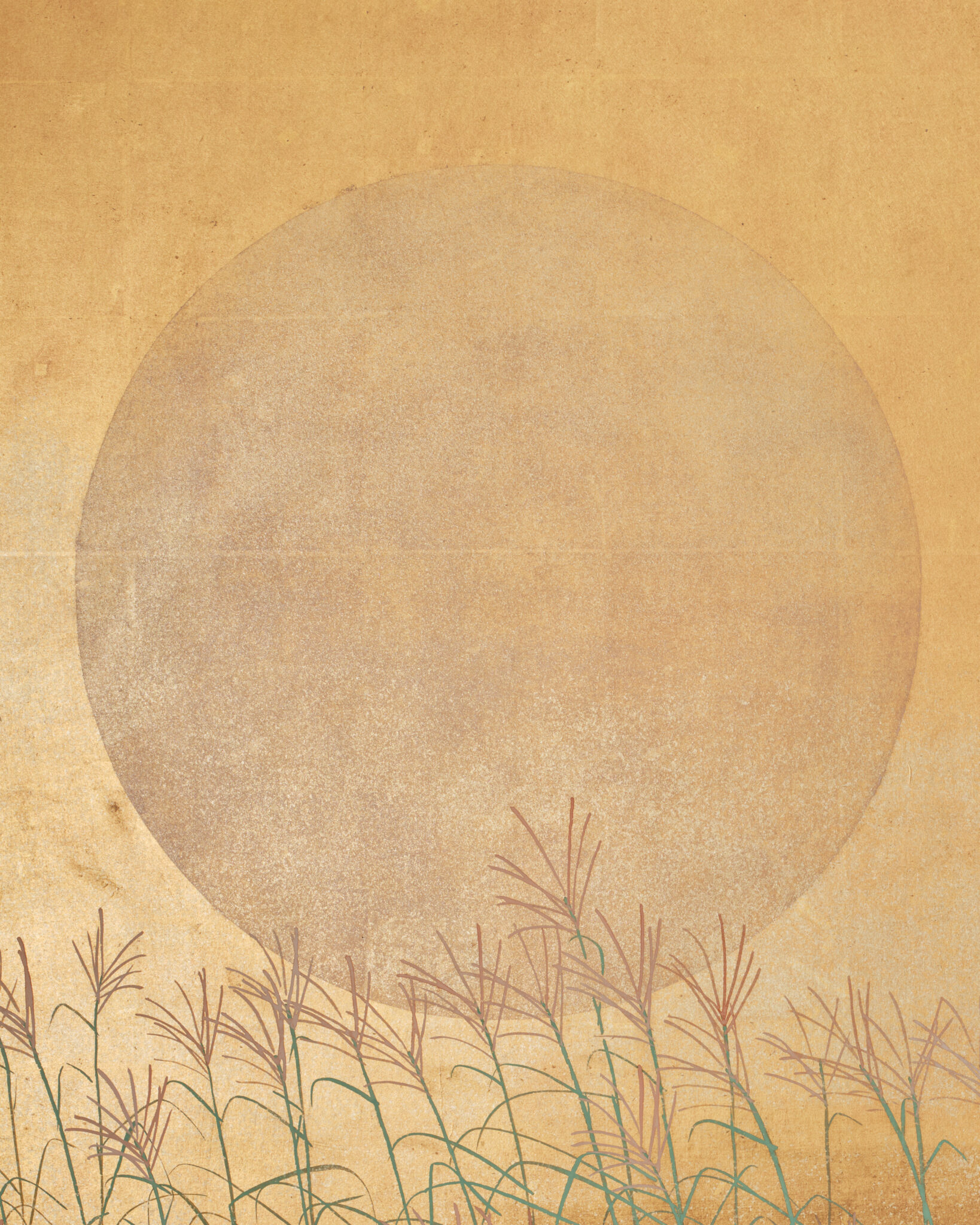 Japanese Six Panel Screen: Moon Over Autumn Grasses