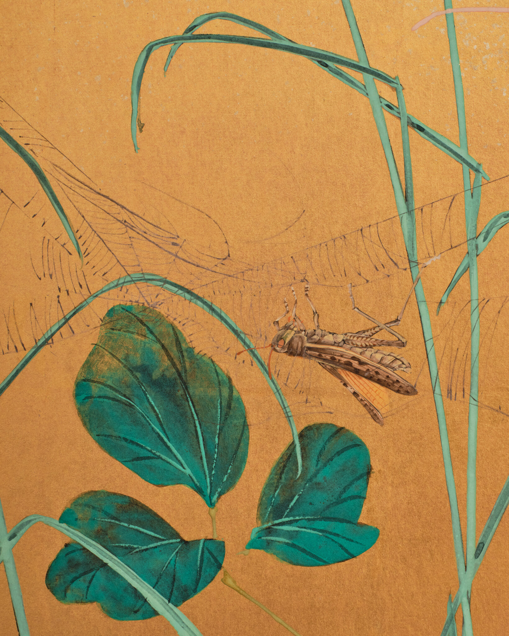 Japanese Six Panel Screen: Moon Over Autumn Grasses