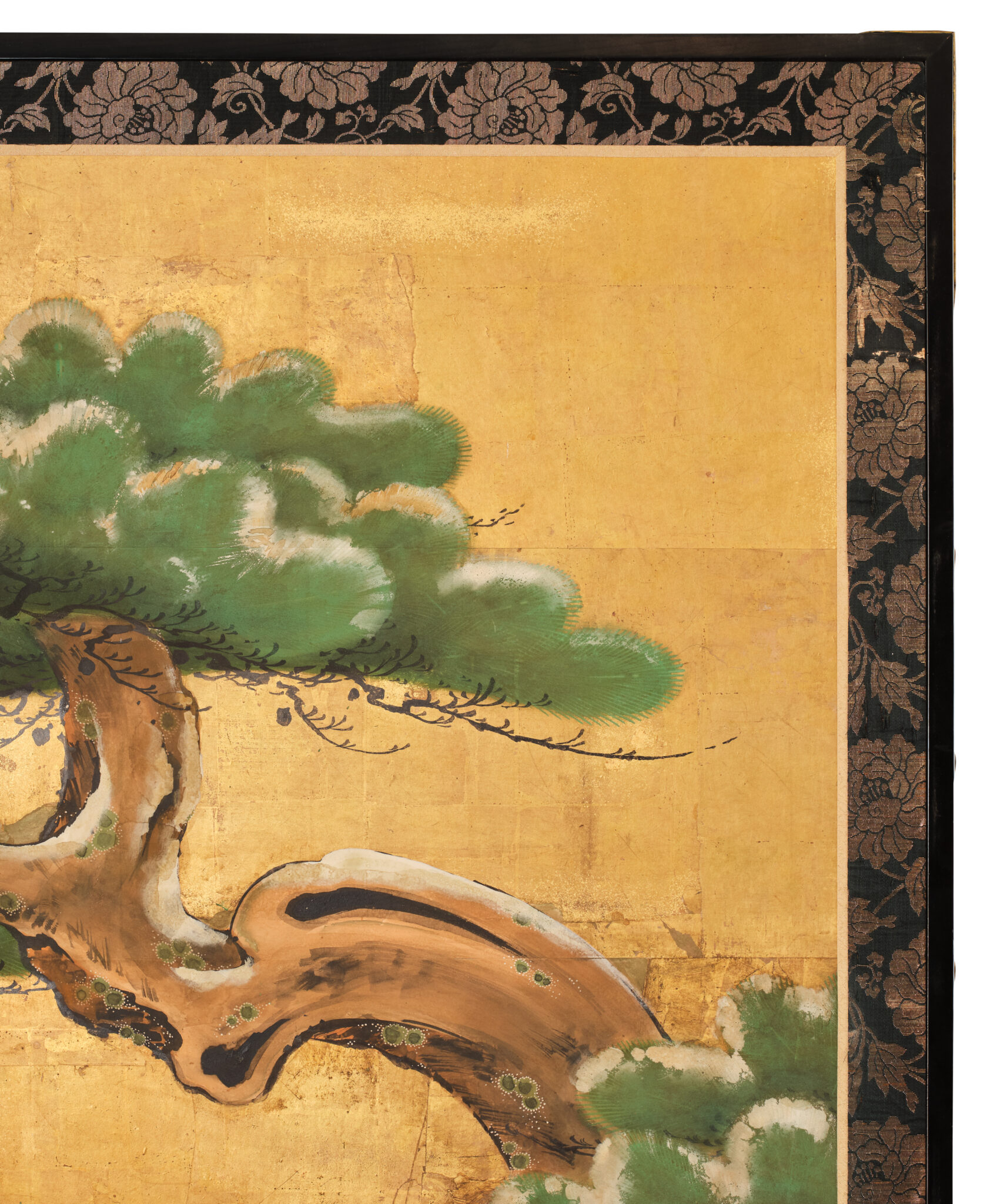 Japanese Two Panel Screen: Venerable Pine in Snow