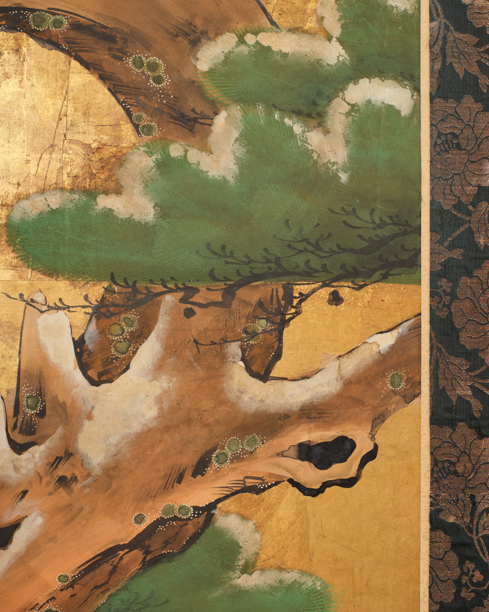 Japanese Two Panel Screen: Venerable Pine in Snow