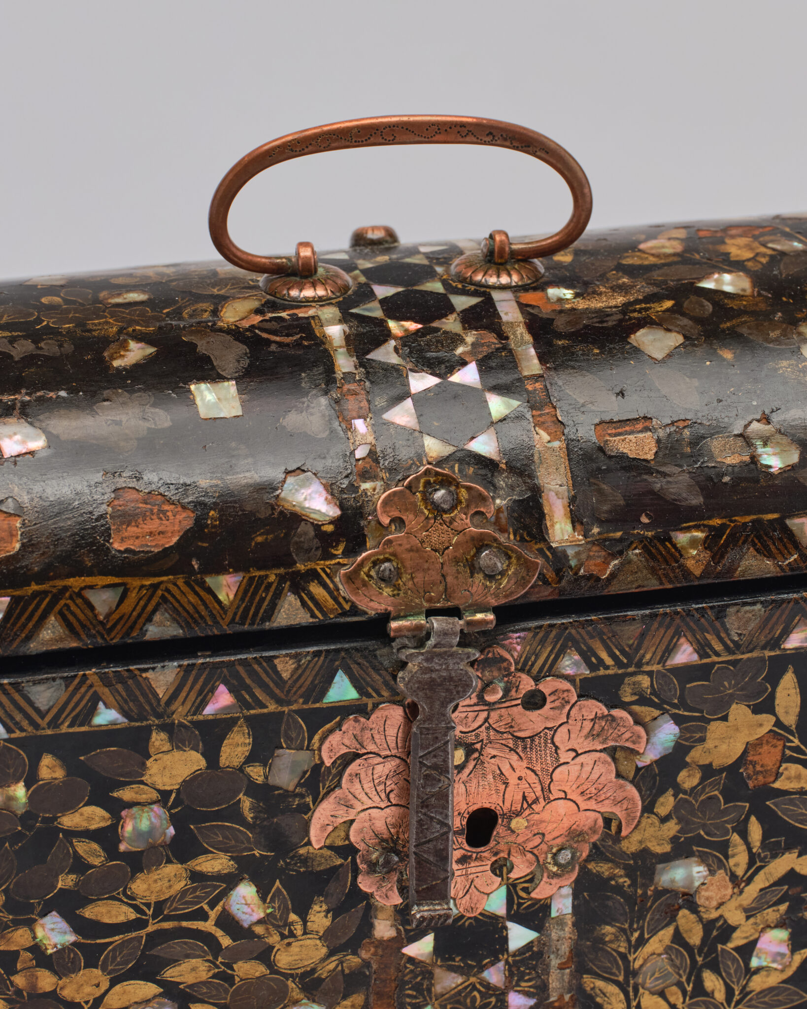 Japanese Nanban Lacquer Coffer with Handle