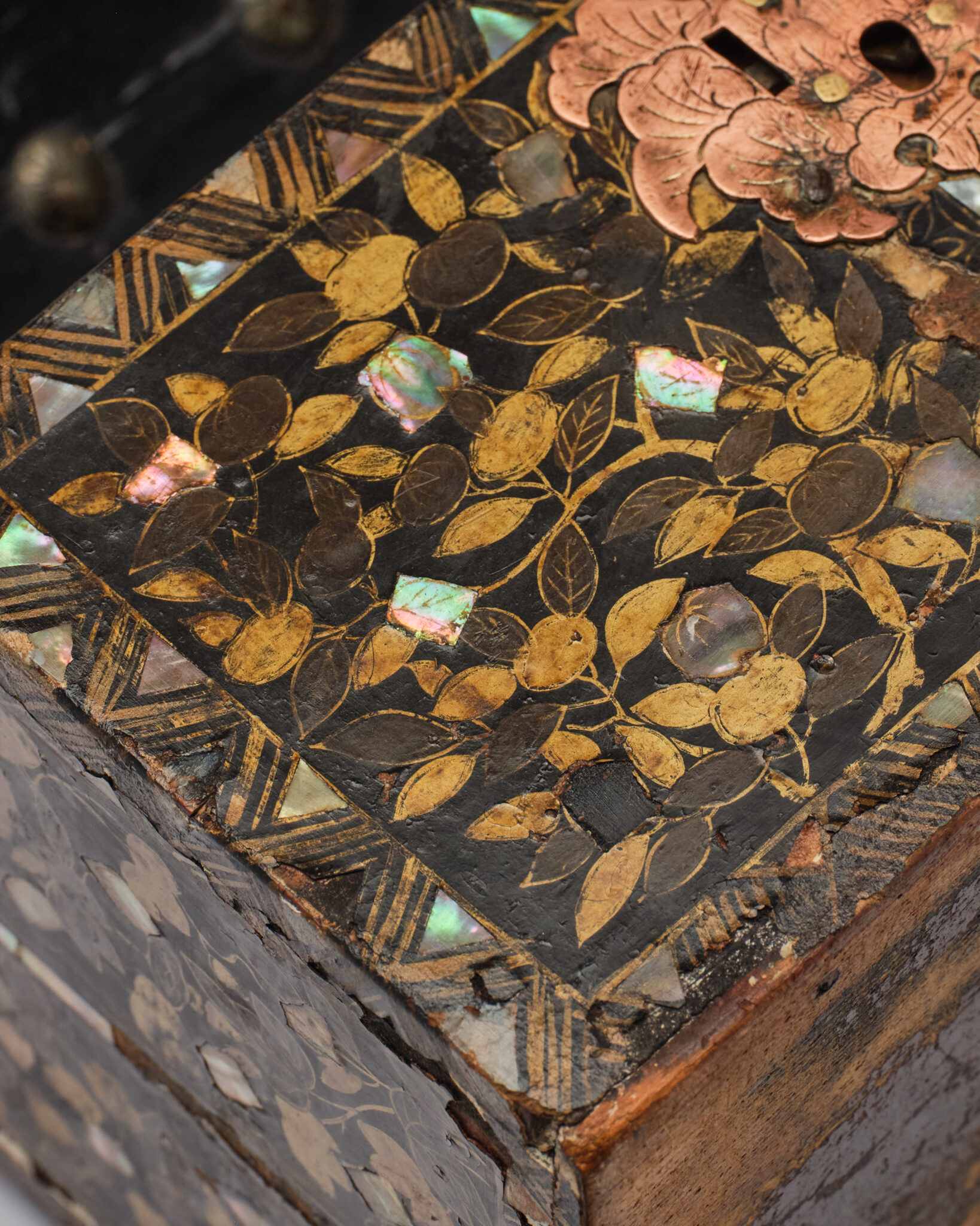 Japanese Nanban Lacquer Coffer with Handle