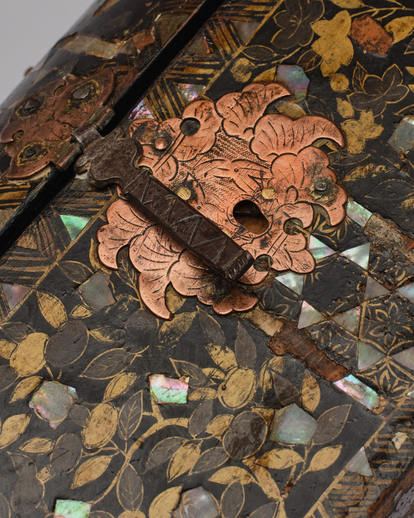 Japanese Nanban Lacquer Coffer with Handle