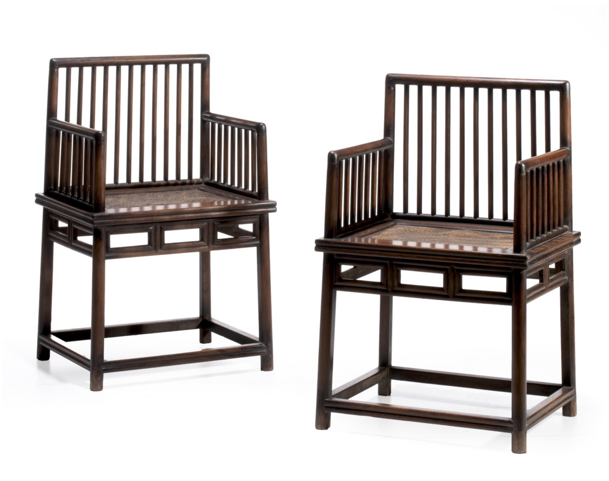 Pair of Late Qing Dynasty Chinese Spindle-Back Arm Chairs